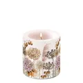 Produktbild: Ambiente Kerze Stumpenkerze Wachswindlicht Dekorationskerze 9 cm hoch 35h Brenndauer Gräser Trockenblumen Serie dried flowers