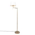 Produktbild: QAZQA - Landhaus I Vintage Klassische Stehleuchte I Stehlampe I Standleuchte I Lampe I Leuchte Bronze mit verstellbarem weißen Schirm - Ladas Fix I Wohnzimmer I Schlafzimmer - Stahl Länglich - LED gee