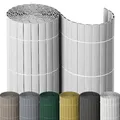 Produktbild: NOOR PVC Sichtschutzmatte - wetterfester Sichtschutzzaun für Balkon, Terrasse und Garten - stabile Balkonverkleidung als Sichtschutz - einfache Montage der Zaunblende - Weiß 90 cm x 3 m
