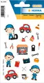 Produktbild: HERMA 15691 Aufkleber Mechaniker klein groß, 19 Stück, Berufe Sticker mit Auto Werkstatt Werkzeug Motiv, Kinder Etiketten für Fotoalbum Tagebuch Poesiealbum Scrapbooking Geburtstag Deko DIY Basteln
