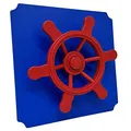 Produktbild: move and stic Platte 40x40 mit Spielfunktion Multifunktionsplatte Spielplatte mit Piratenlenkrad für Spielturm (Platte 40x40cm blau mit Piratenlenkrad rot)