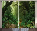 Produktbild: ABAKUHAUS Nepal Rustikaler Vorhang, Wald in Asien Touristic, Wohnzimmer Universalband Gardinen mit Schlaufen und Haken, 280 x 175 cm, Grün Dunkelbraun