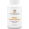 Produktbild: Vita World Reishi Extrakt 500 mg | 100 Kapseln | 1000 mg Reishi-Extrakt und 100 mg Polysaccharide pro Tagesverzehrmenge | vegan