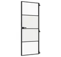 Produktbild: vidaXL Zimmertür, Innentür Schlank Schwarz 76x201,5 cm Hartglas und Aluminium