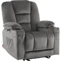 Produktbild: M Mcombo Fernsehsessel elektrisch verstellbar, Relaxsessel mit Liegefunktion, tv Sessel mit Massage & Wärmefunktion, usb & Getränkehalter,