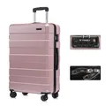 Produktbild: YONSLY Premium Reisekoffer TSA-Schloss,YKK-Reißverschluss Hartschalen-Koffer Trolley Rollkoffer Suitcase Handgepäck 4 Rollen (Roségold, XL)