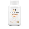 Produktbild: vitaworld Curcumin 500 – Curcumin C3 Complex® mit Piperin – 500 mg Curcuminoide pro Kapsel – Hochdosiertes Kurkuma‑Extrakt (95% Curcuminoide) – 120 vegane Kapseln