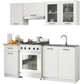 Produktbild: AKORD Küchenmöbel-Set OLIWIA 1.8m Modulares 180 cm 7 Türen 1 Schublade 8 Regalböden, Küche Komplett, Kitchen Cabinet Set, Küchenschränke, Standschränke, B180xH203xT46 cm, Weiß & Weiß