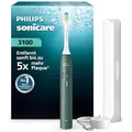 Produktbild: Philips Sonicare Series 3100 Elektrische Zahnbürste - Schallzahnbürste mit Drucksensor, 3 Intensitätsstufen, EasyStart, SmarTimer, 14 Tage Laufzeit, Reiseetui, Dunkelgrün, HX4033/26, [Neu]