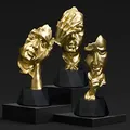 Produktbild: Denker Statue 3er Set – abstrakte Kunst Skulpturen in Gold Schwarz – moderne Deko für Wohnzimmer, Büro & Regal – Schreibtisch-Dekoration, Geschenkidee zu Weihnachten & Geburtstag – Harz Figuren