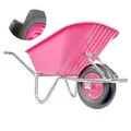 Produktbild: Matrix Schubkarre 100l Liter 250 kg verzinkt Vollgummireifen Schubkarren groß Garten Scheibtruhe Bauschubkarre Kunststoffwanne pink | Rahmen verzinkt | Metall Felge mit Kugellager | leicht und stabil