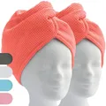Produktbild: Haarturban Turban Handtuch mit Knopf 2 Stück Coral Mikrofaser Handtuch für Ko...