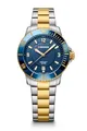 Produktbild: WENGER Unisex Armbanduhr Seaforce Small Ø 35 mm, Swiss Made, Analog Quarz, Wasserdicht bis 200 m, Edelstahl-Armband, Blau/Gold/Silber, 01.0621.114