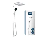 Produktbild: GROHE Vitalio 250, Duschset ohne Armatur, wassersparend, 8l pro Min (Regendusche für vorhandene Duscharmaturen, Duschkopf 2 Strahlarten, Duschstange 74cm, Duschsystem), eckig, chrom, 26698001