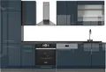 Produktbild: Vicco Küchenzeile Fame-Line, 300 cm , AP Anthrazit, Dunkelblau Hochglanz/Anthrazit