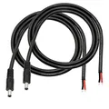Produktbild: GINTOOYUN Gleichstrom-Pigtails-Kabel, 3FT DC 5.5MM x 2.1MM Stecker zum Bare Wire Open End Netzteil Reparaturkabel für CCTV-Überwachungskamera, DVR, LED-Streifen-Licht usw. (2 Pcs). (MÄNNER)