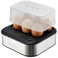 Produktbild: ProfiCook sprechender Eierkocher, kocht alle drei Stufen - weich/mittel/hart, 6 Eier, geeignet Ergebnis, Edelstahl Eierkocher mit Härtegradeinstellung, Egg Cooker, PC-EK 1276