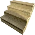 Produktbild: Vinuovo- Berlin - Gartentreppe Holz 4 Stufen - H 71 cm - MIT Setzstufen, Breite 140 cm - Bausatz-Treppe aus kesseldruckimprägniertem Holz. Für Garten, Balkon und Terrasse.