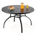 Produktbild: VEVOR Terrassentisch Gartentisch Balkontisch (1200 x 725 mm) aus Kohlenstoffstahl runder Esstisch für Outdoor Hof Terrasse Garten Veranda