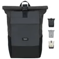 Produktbild: Rucksack Herren & Damen Schwarz Grau - No 4 - Rolltop Backpack mit Laptopfach...