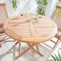 Produktbild: Massiver Gartentisch EMPIRE TEAK - 90cm - Teakholz - rund klappbar Balkontisch