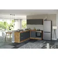 Produktbild: Held Eckküche, Grau, Eiche Wotan, Metall, 3 Schublade(n) Schubladen, seitenverkehrt montierbar, nur wie online abgebildet bestellbar, 240x180 cm, Made in Germany, links aufbaubar, rechts aufbaubar, Küchen, Eckküchen, Eckküchen mit Geräte