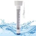 Produktbild: Hecht bruchsicheres Wasserthermometer für Pool, Badewanne, Schwimmbad und Teich ¬– schwimmendes Thermometer mit praktischer Schnur für Innen und Außen - Thermometer Pool (Weiß)