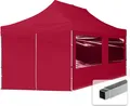 Produktbild: TOOLPORT 3x6m Aluminium Faltpavillon, inkl. 4 Seitenteile, rot