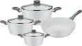 Produktbild: GSW Topf-Set Fiona, Aluminium (Set, 7-tlg., je 1 Kochtopf Ø 16/20/24 cm, 1x Schmorpfanne Ø 24 cm), weiß mit Softtouch-Griff kratzfeste ILAG® CERAMICVeredelung, Induktion