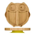 Produktbild: Relaxdays Baby Teller mit Saugnapf, Bambus, Motiv Eule, rutschfest, BPA-frei, Beikost, unterteilter Kinderteller, natur