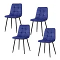 Produktbild: HTI living Esszimmerstuhl 4er Set Blau Mesa Küchenstuhl mit Samtoberfläche