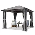 Produktbild: TOOLPORT Gartenpavillon 3x3 m mit Stahldach - Hardtop Pavillon mit 4 Seitenteilen und Moskitonetzen in Grau