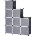 Produktbild: WOLTU Garderobenschrank DIY Kleiderschrank Regalsystem Steckregal Aufbewahrung Lagerregal Bücherregal mit Tür, 9 Fächer, Kunststoff, Schwarz, 11... - Schwarz