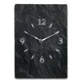 Produktbild: Kreative Feder Designer-Wanduhr aus Stein (Keramik) Größe ca. 35x25cm mit flüsterleisem Uhrwerk (Schiefer Optik schwarz, leises Funkuhrwerk)