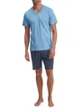 Produktbild: CALIDA Relax Streamline Kurz-Pyjama, Schlafanzug, V-Neck Herren, aus 100% Baumwolle, Hose mit stoffbezogenem Gummibund Glacier Lake 56