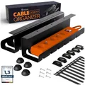 Produktbild: 2er Set Kabelmanagement Schreibtisch Schwarz – Kabelkanal ohne Bohren zum Kabel verstecken – Mit Kabelwanne, Halter & Zubehör – Für saubere Kabelführung im Home Office, Büro & Gaming Setup