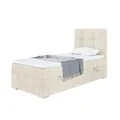Produktbild: MEBLINI Boxspringbett mit Bettkasten - Gepolstert Einzelbett mit Matratze und Topper - Polsterbett mit Stauraum - Bett mit Kopfteil - Stauraumbett - Kai - 80x200 Rechts - H3/Creme Samt