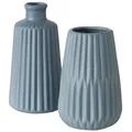Produktbild: Vase Blumenvase Porzellan Esko blau H 18 cm oval 2er Set