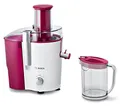 Produktbild: Bosch Hausgeräte MES25C0 Entsafter VitaJuice 2 700 W, XL-Einfüllschacht, Edelstahl-Microfilter-Sieb, Ausgießer mit DripStop, weiß / cherry cassis
