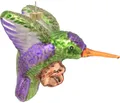 Produktbild: Krebs Glas Lauscha Christbaumschmuck Kolibri mit Blume, Violet/Grün, 9cm (1-tlg), Christbaumschmuck aus Glas, mundgeblasen, handgefertigt, Tierfigur