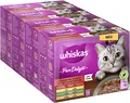 Produktbild: Whiskas 1+ Katzenfutter Pure Delight Klassische Auswahl in Gelee, 12x85g (4 Packungen) – Hochwertiges Nassfutter für ausgewachsene Katzen in 48 Portionsbeuteln