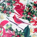Produktbild: Weihnachtsgeschenkpapier 70cm x 2m Rolle Rotkardinal & Stechpalme - Geschenkpapier mit Motiv für Weihnachten - Geschenkpapierrolle mit floralem Weihnachtsmotiv - Weihnachtspapier neutral Creme Rot