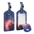 Produktbild: [2 Stück] Fintie Kofferanhänger aus Kunstleder, Gepäckanhänger ID Etikett mit Adressschild Namenschild für Reisetasche Koffer, Die Galaxie