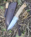 Produktbild: Joker Messer Ranger Scandi Maserbirke Bushcraft Lederscheide Feuerstarter
