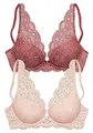 Produktbild: PETITE FLEUR Damen Push-up-BH im 2er-Pack, mit herausnehmbaren Kissen, aus schöner Spitze, Träger und Rückenverschluss verstellbar