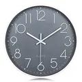 Produktbild: Lafocuse Grau Modern Wanduhr Lautlos 30cm, 3D Ziffern Ohne Tickgeräusche, Quartz Wanduhr Analog Leicht zu Lesen Deko für Wohnzimmer Zimmer Küche Büro