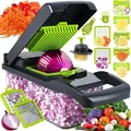 Produktbild: Gemüseschneider Zerkleinerer Zwiebelschneider 12 in 1 Fleisch Würfelschneider Vegetable Chopper Dicer für Hobeln Von Obst Gemüse Edelstahl Retoo