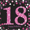 Produktbild: 18. Geburtstag 16 Servietten pink schwarz