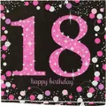 Produktbild: 16 Servietten 18 Sparkling Celebrations pink 18. Geburtstag Glitzer Punkte 33x3