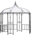 Produktbild: DEGAMO Pavillon Gartenpavillon Metalpavillon BURMA rund 300cm Durchmesser, Gestell Stahl grau, Dachplane weiss wasserdicht beschichtet